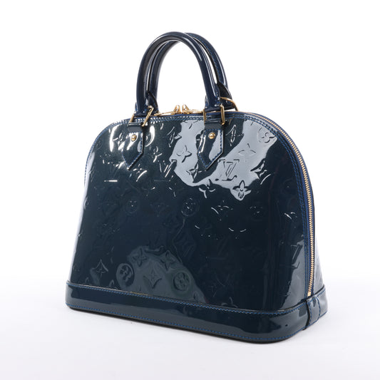 Sac à main LOUIS VUITTON Vernis Alma PM bleu marine M90053