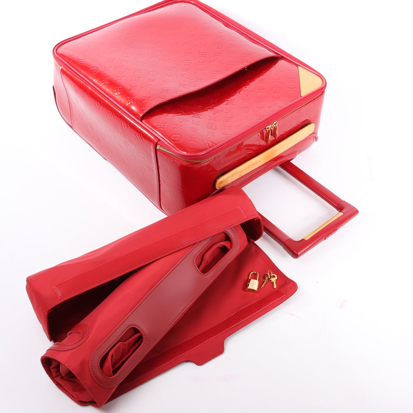 Louis Vuitton Vernis Valise Pegase 45 Sac de voyage en rouge M91278