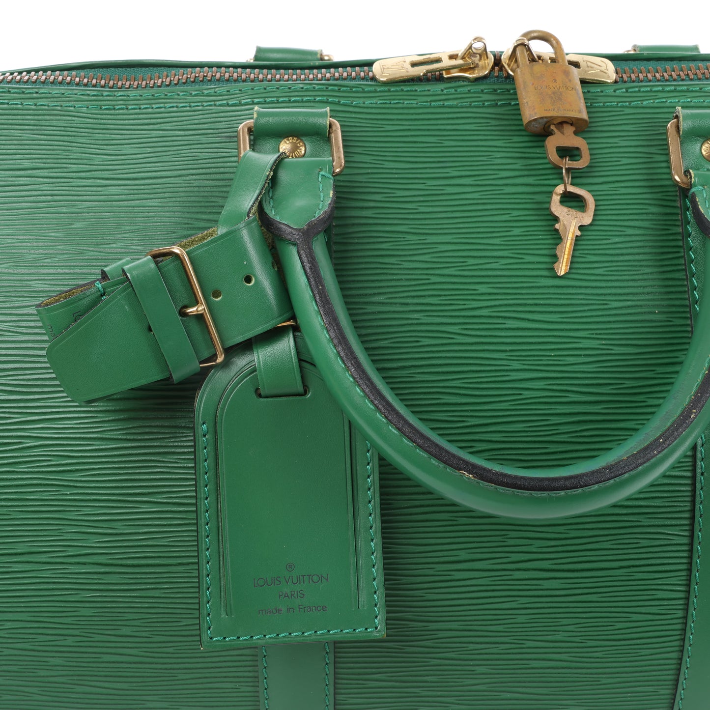 Louis Vuitton Epi Leder Keepall 50 Reisetasche in Grün M42964