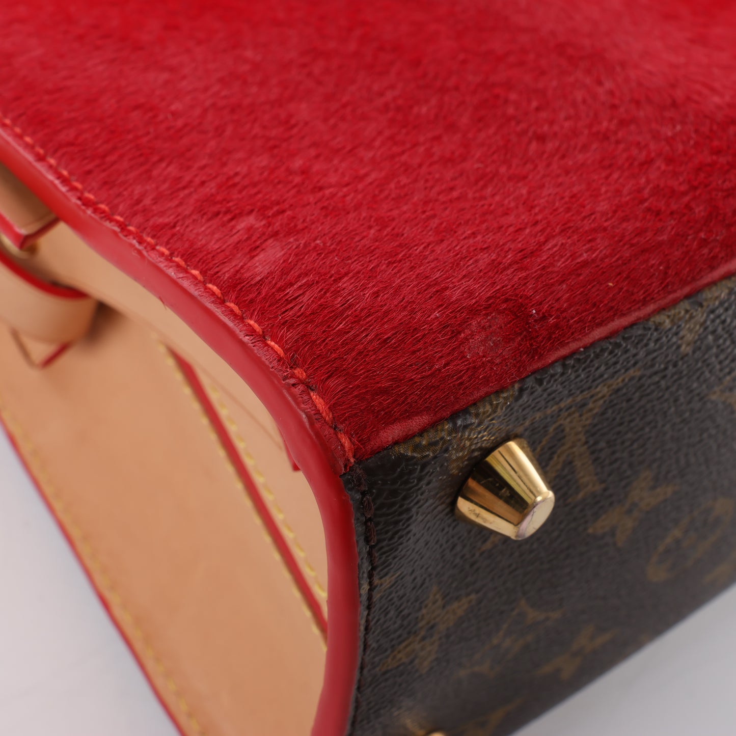 Louis Vuitton x Christian Louboutin Monogram Iconoclast Handtasche in Braun x Rot M41234