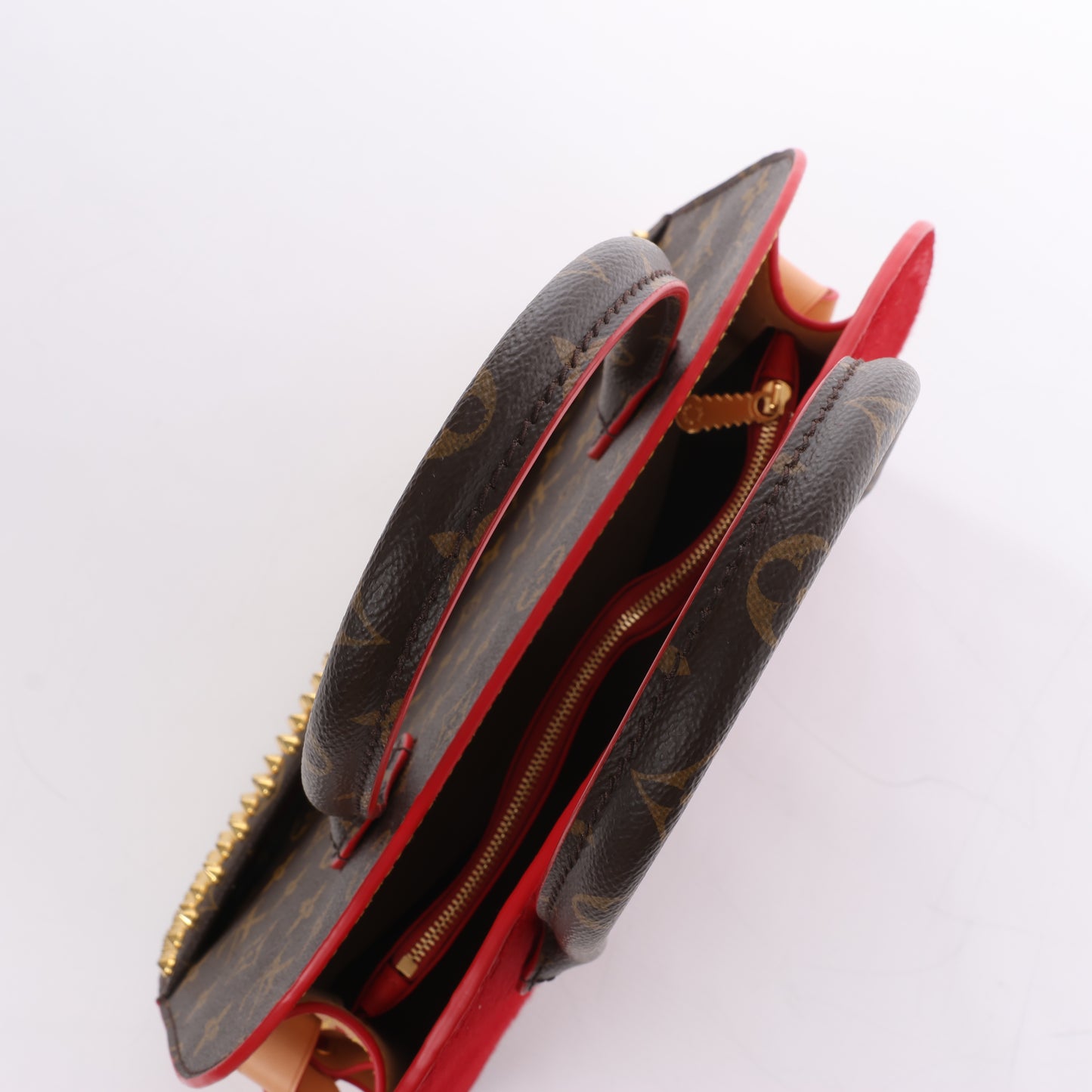 Louis Vuitton x Christian Louboutin Monogram Iconoclast Handtasche in Braun x Rot M41234