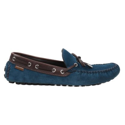 Mocassins Louis Vuitton 14 ans en daim bleu marine et marron, taille 43 EU, ND0114