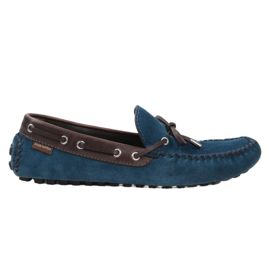 Louis Vuitton 14 Jahre Wildleder-Loafer in Marineblau x Braun, Größe 43 EU, ND0114