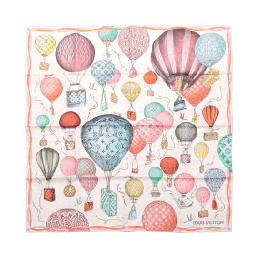 Louis Vuitton "up AND away" M77661 100% Silk Scarf in Pink GM1213