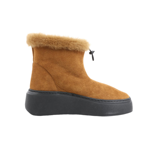 MARIA LUCA Emma Shearling-Stiefel in Camel, Größe 37 EU