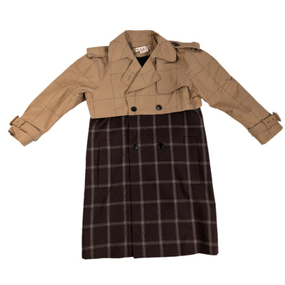 Marni karierter zweifarbiger Trenchcoat, Größe 38