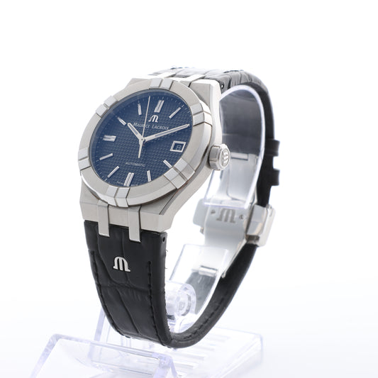 Maurice Lacroix Aikon 39mm AI6007-SS002-330-1 AY36727 SS & Leather AT Black Dial Watch