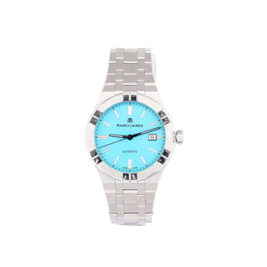 Maurice Lacroix Icon Automatic Summer Edition AI6008-SS00F-431-C BB23560 SS AT Uhr mit türkisfarbenem Zifferblatt