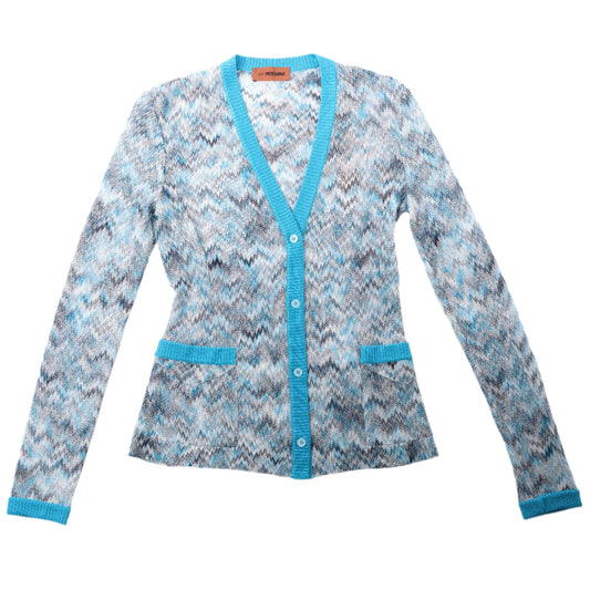 Missoni Häkel-Strickcardigan in Blau, Größe 40 IT
