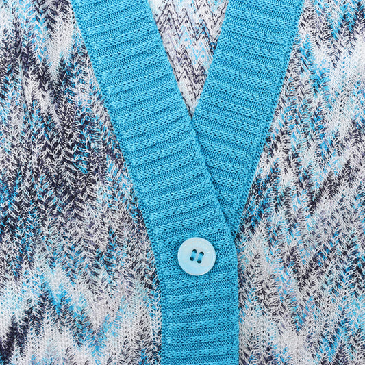 Missoni Häkel-Strickcardigan in Blau, Größe 40 IT