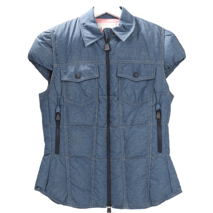 Moncler Grenoble Blue Denim Ärmellose Jacke, Größe 1 S 
