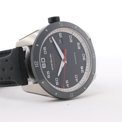 Montblanc Timewalker 7426 PLDH3H733 SS &amp; Leder AT Uhr mit schwarzem Zifferblatt