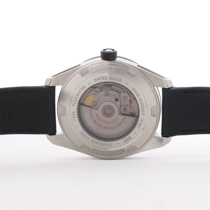 Montblanc Timewalker 7426 PLDH3H733 SS &amp; Leder AT Uhr mit schwarzem Zifferblatt