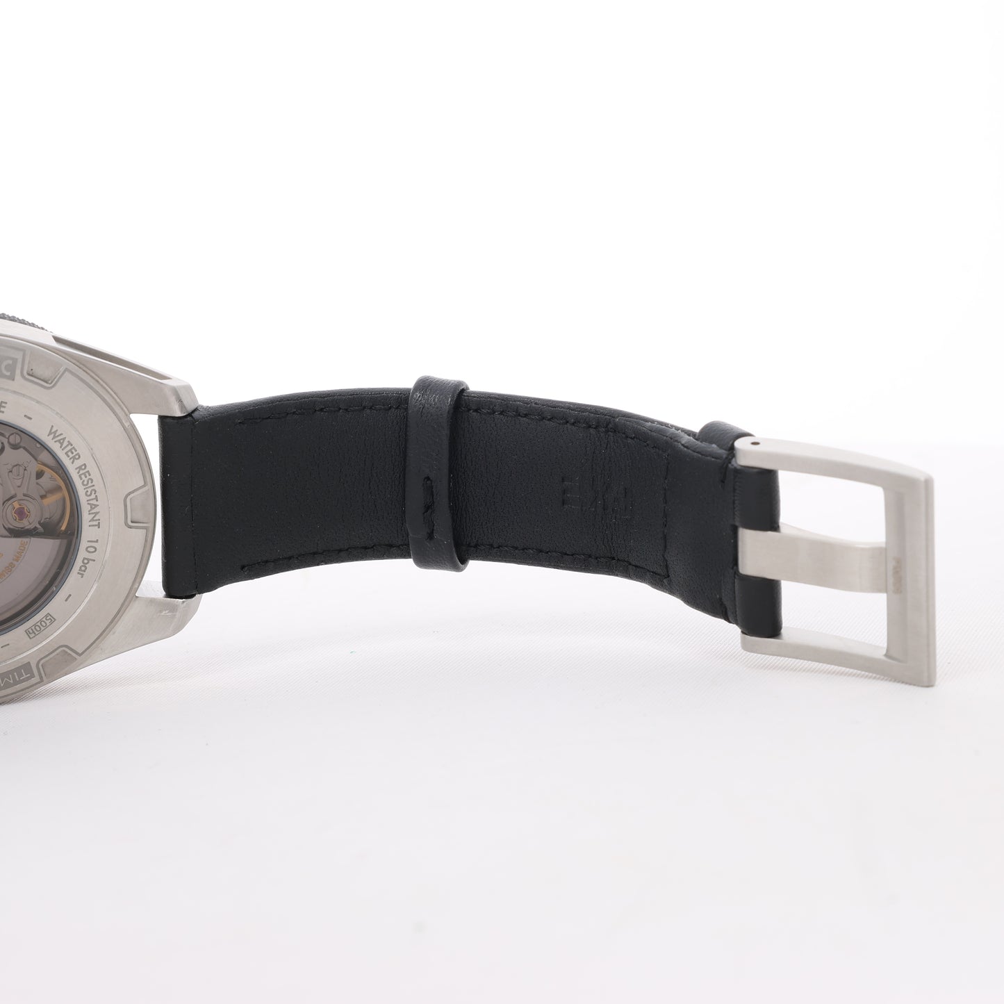 Montblanc Timewalker 7426 PLDH3H733 SS &amp; Leder AT Uhr mit schwarzem Zifferblatt
