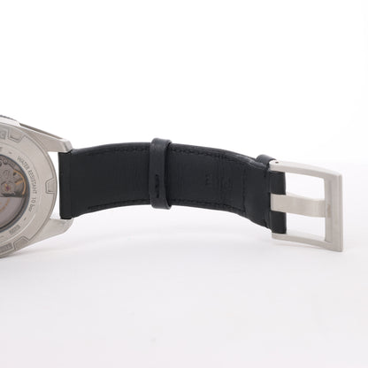 Montblanc Timewalker 7426 PLDH3H733 SS &amp; Leder AT Uhr mit schwarzem Zifferblatt