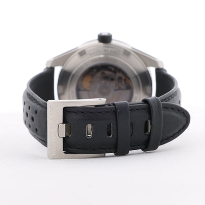 Montblanc Timewalker 7426 PLDH3H733 SS &amp; Leder AT Uhr mit schwarzem Zifferblatt