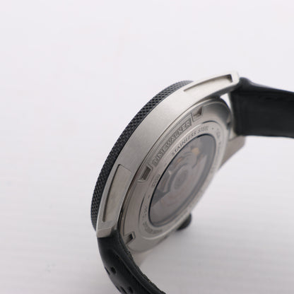 Montblanc Timewalker 7426 PLDH3H733 SS &amp; Leder AT Uhr mit schwarzem Zifferblatt