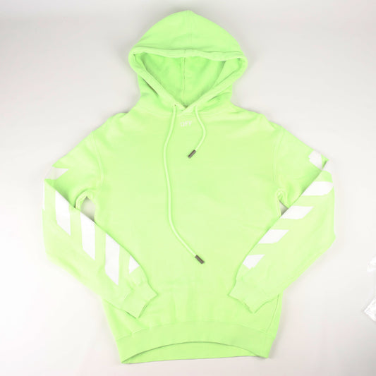 OFF-WHITE Arrow Logo Hooded Sweatshirt in Lime Green