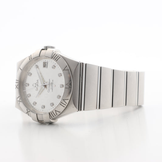 Omega Constellation Co-Axial Chronometer 123.10.35.20.52.002 88029829 SS AT Silver-Face Watch