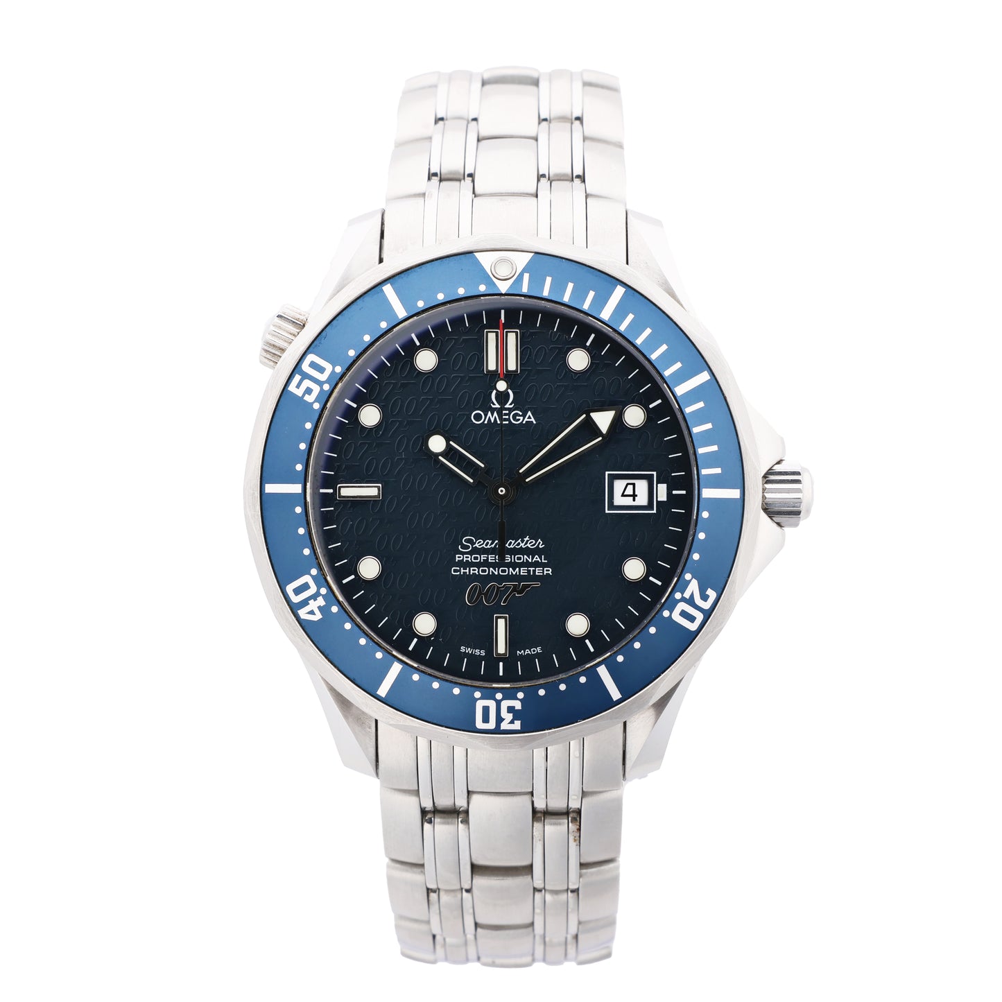 Omega Seamaster 007 James Bond Modell 2537.80 80429816 03859/10007 SS AT Uhr mit blauem Zifferblatt