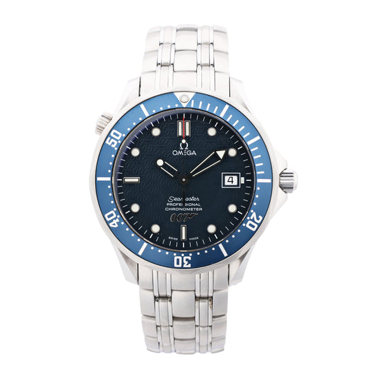 Omega Seamaster 007 James Bond Modell 2537.80 80429816 03859/10007 SS AT Uhr mit blauem Zifferblatt