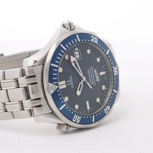 Omega Seamaster 007 James Bond Modell 2537.80 80429816 03859/10007 SS AT Uhr mit blauem Zifferblatt