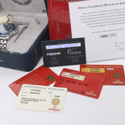 Omega Seamaster 007 James Bond Modell 2537.80 80429816 03859/10007 SS AT Uhr mit blauem Zifferblatt