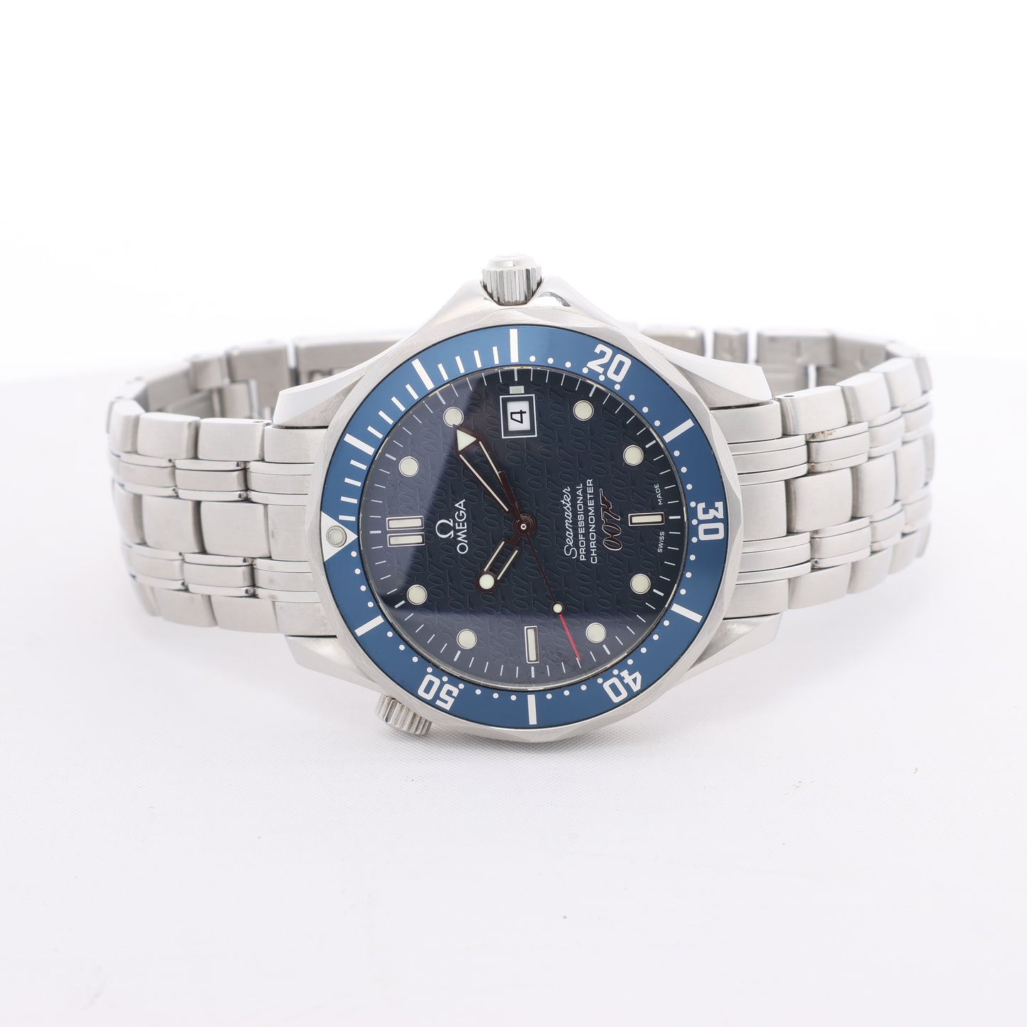 Omega Seamaster 007 James Bond Modell 2537.80 80429816 03859/10007 SS AT Uhr mit blauem Zifferblatt