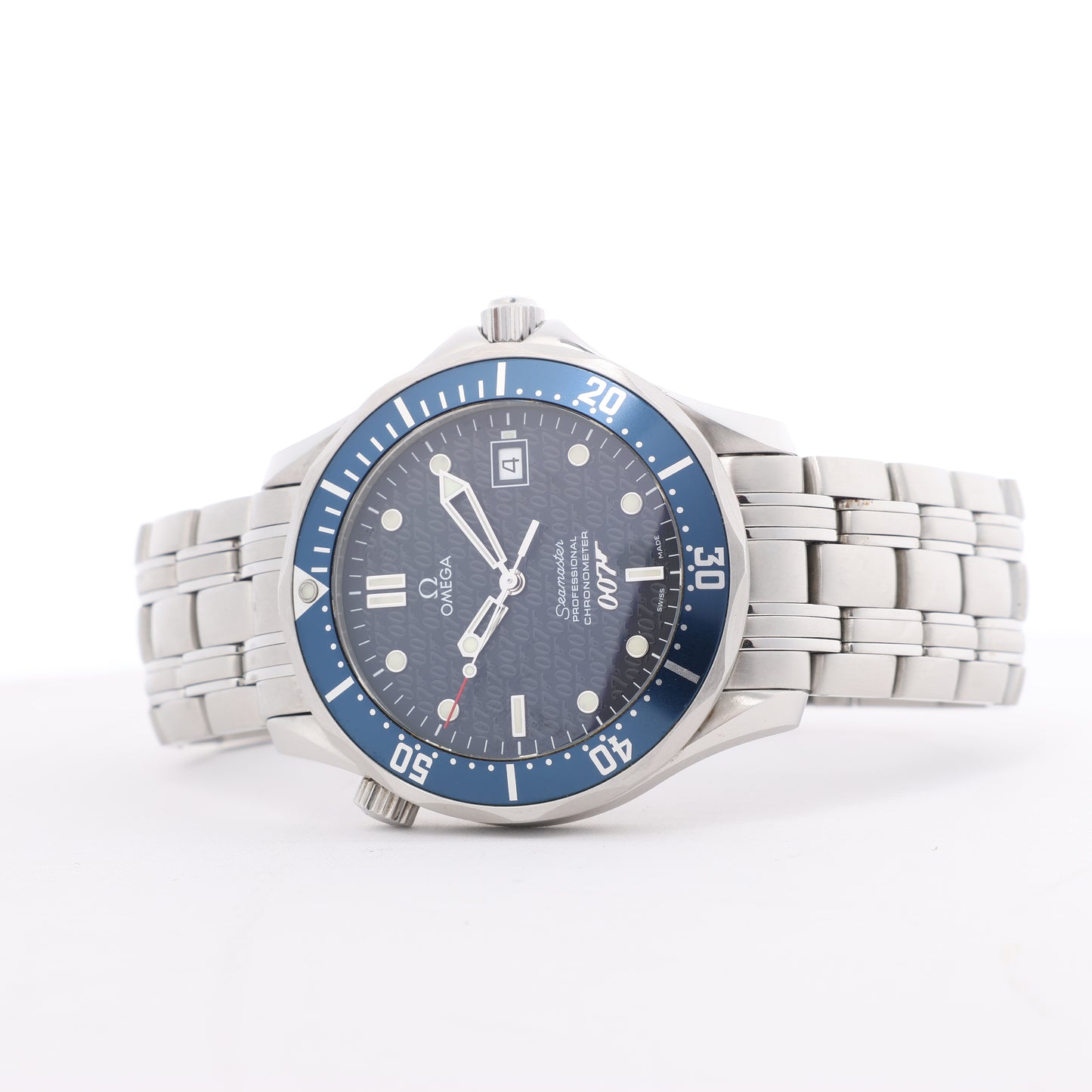 Omega Seamaster 007 James Bond Modell 2537.80 80429816 03859/10007 SS AT Uhr mit blauem Zifferblatt
