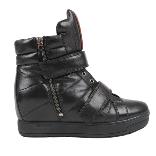 PRADA Sport High-Top-Sneakers aus Leder in Schwarz 3TZ047, Größe 36,5 EU