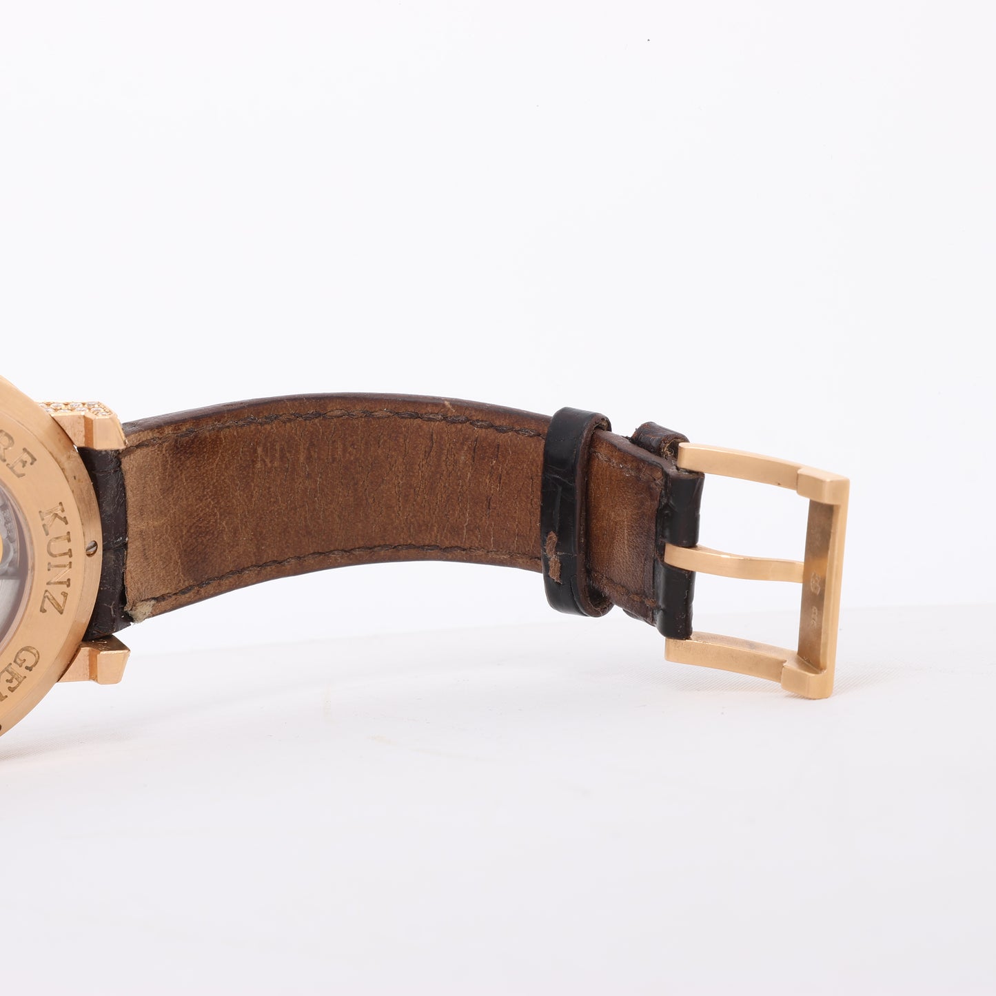 Pierre Kunz Ewiger Kalender PKA 003 QPR Leder x RG, Diamanten AT Uhr mit silbernem Zifferblatt