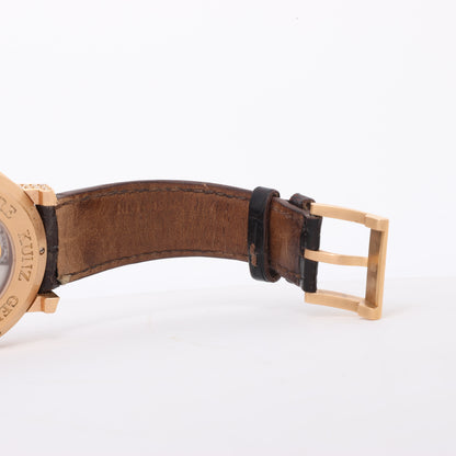Pierre Kunz Ewiger Kalender PKA 003 QPR Leder x RG, Diamanten AT Uhr mit silbernem Zifferblatt