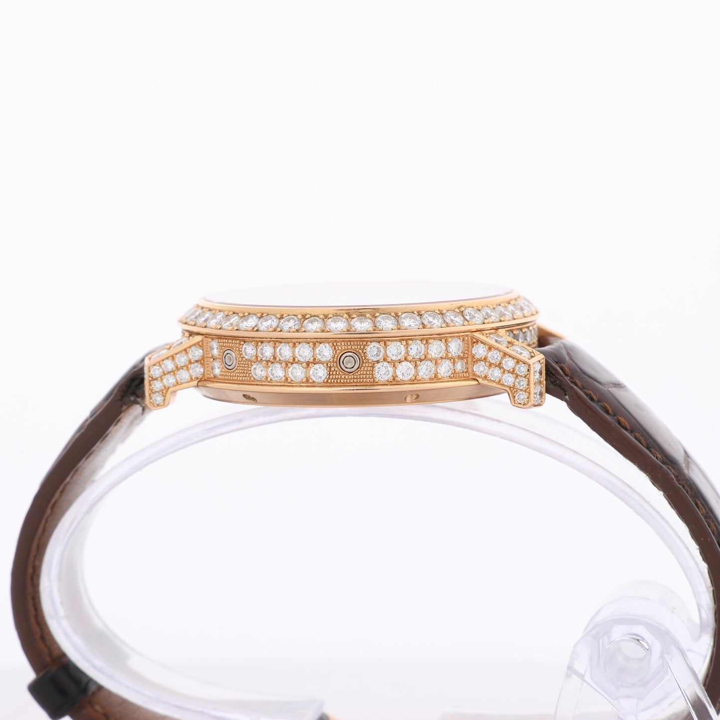 Pierre Kunz Ewiger Kalender PKA 003 QPR Leder x RG, Diamanten AT Uhr mit silbernem Zifferblatt