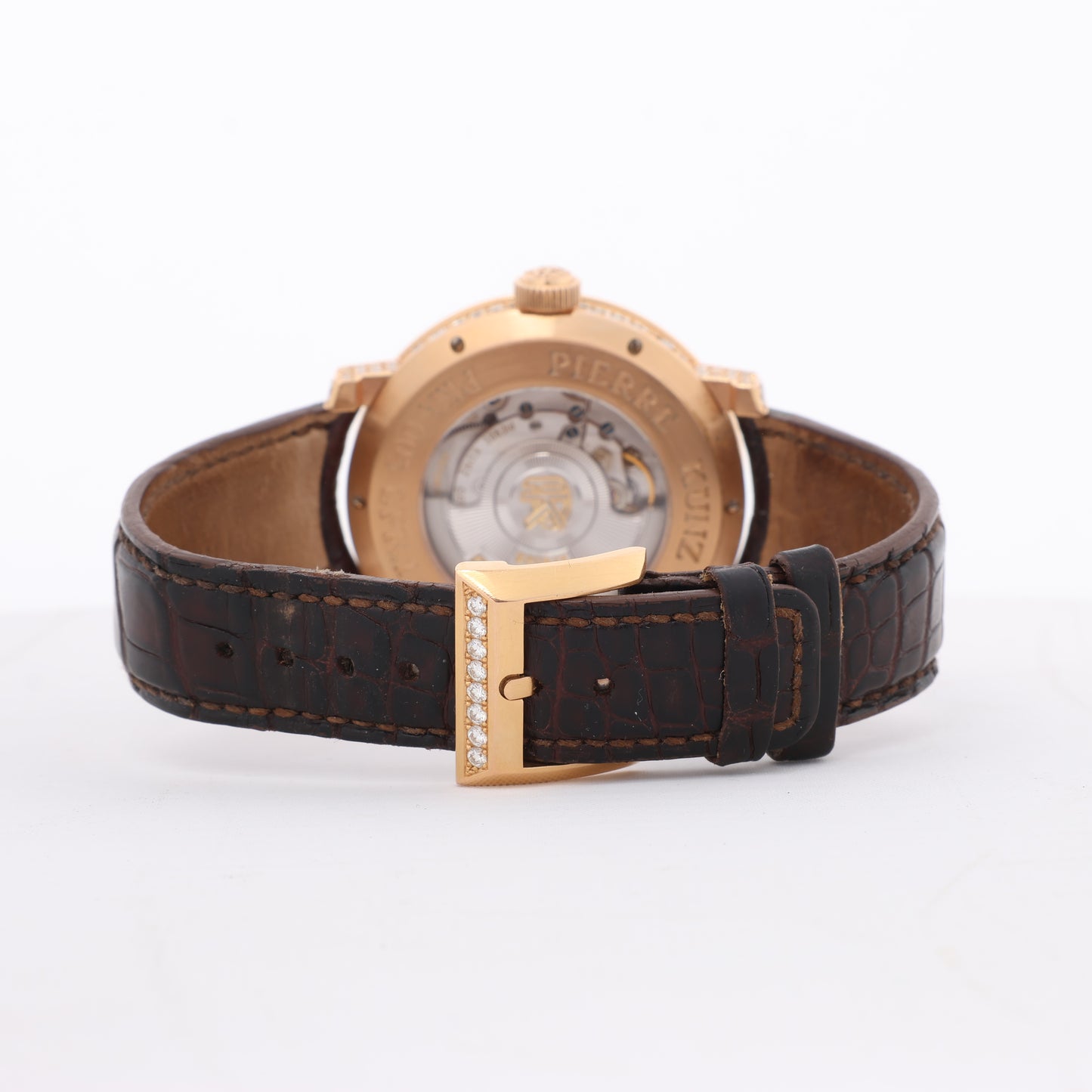 Pierre Kunz Ewiger Kalender PKA 003 QPR Leder x RG, Diamanten AT Uhr mit silbernem Zifferblatt