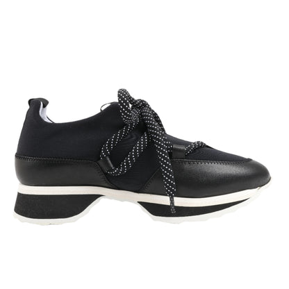 Pierre Hardy Leder x Stoff Sneakers in Schwarz x Marineblau, Größe 37 EU