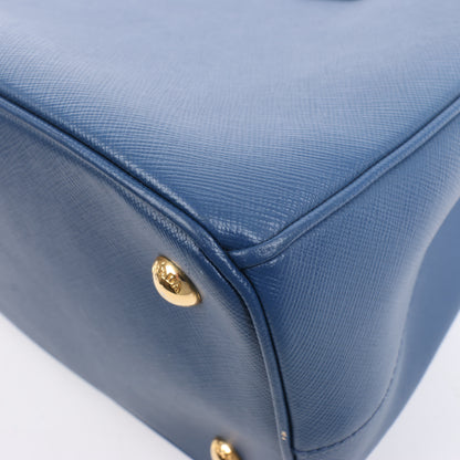 Sac à main Prada Galleria Saffiano Lux en cuir bleu