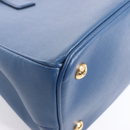 Sac à main Prada Galleria Saffiano Lux en cuir bleu