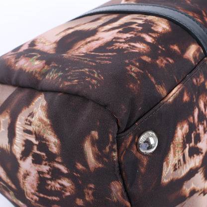Sac à main Prada en nylon et cuir imprimé, double sens, noir et violet, BL0922
