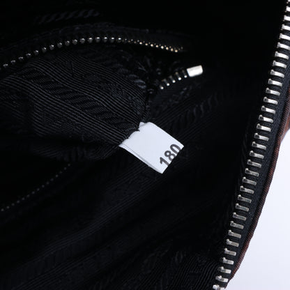Sac à main Prada en nylon et cuir imprimé, double sens, noir et violet, BL0922