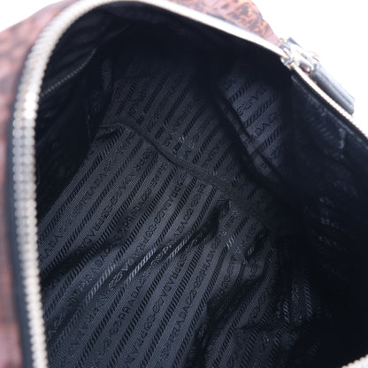 Sac à main Prada en nylon et cuir imprimé, double sens, noir et violet, BL0922