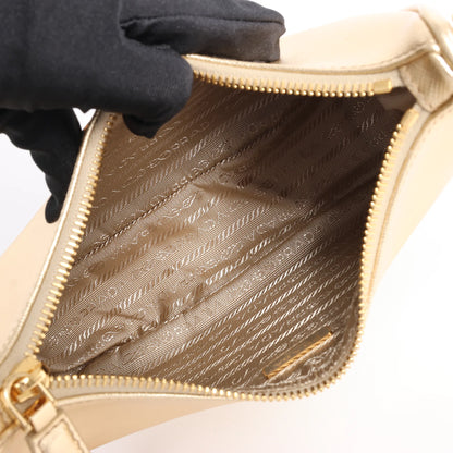 Prada Saffiano Lux Mini Re-Edition Schultertasche Platino 1BC204