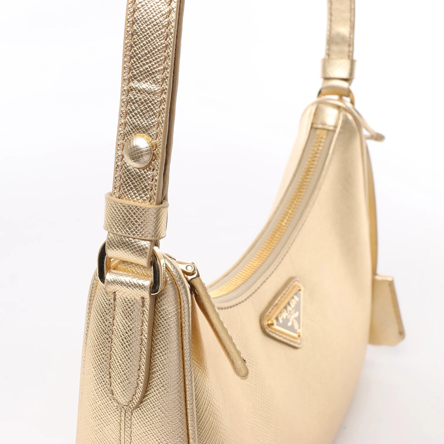 Prada Saffiano Lux Mini Re-Edition Schultertasche Platino 1BC204