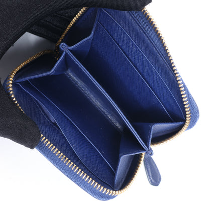 Prada – Münzgeldbörse aus Saffiano-Metall 1MM268 aus blauem Leder