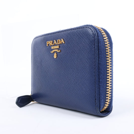Prada – Münzgeldbörse aus Saffiano-Metall 1MM268 aus blauem Leder