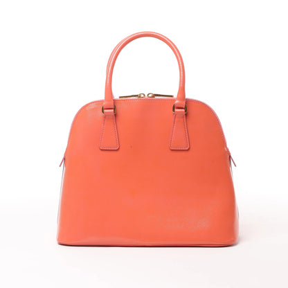 Sac à main Prada Saffiano Vernice Dome en cuir bidirectionnel, couleur bégonia BL0909