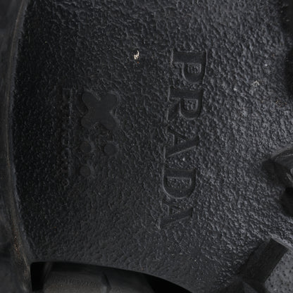 PRADA Spazzolato Triangle Logo Monolith Pointy 55mm Loafers in Black, Size 38.5 EU