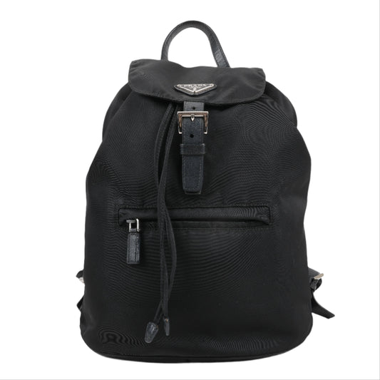Prada Tessuto Stoff x Lederrucksack in Schwarz