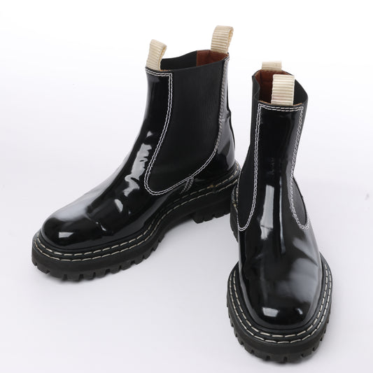 Proenza Schouler Chelsea Boots aus Leder mit Steppnähten in Schwarz, Größe 38,5 EU