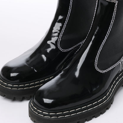 Proenza Schouler Chelsea Boots aus Leder mit Steppnähten in Schwarz, Größe 38,5 EU