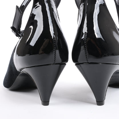 ROCHAS Pumps aus Samt und Lackleder in Schwarz, Größe 37 EU